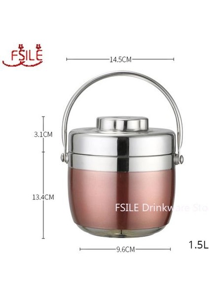 1.5 L Paslanmaz Çelik Gıda Termos Vakum Öğle Yemeği Kutusu Termo Çorbası Kavanoz Yalıtımlı Termoslar (Toplanan) (Yurt Dışından)