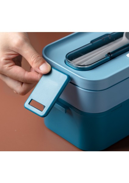 Çift Katmanlı Bento Kutusu Taşınabilir Açık Gıda Depolama Kaçak Geçirmez Japon Tarzı Öğle Yemeği Kutusu Bölmesi Soğutucu Kutuları (Mavi) (Yurt Dışından) modelleri