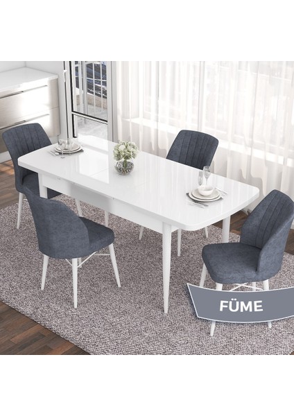 Concept Eva Serisi 80X132 Açılabilir Mdf Beyaz Mutfak Masa Takımı ve 4 Sandalye fiyatları