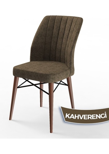 Concept Eva Serisi 80X132 Açılabilir Mdf Beyaz Masa Ceviz Ayak Mutfak Masa Takımı ve 4 Sandalye