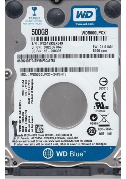 Blue 500GB Hard Disk (WD5000LPCX)