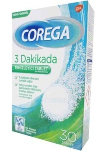 Corega 3 Dakikada Temizleyici Tablet 30 Lu