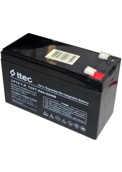 12V7AH/20HR Bakımsız Kuru Akü Ttec