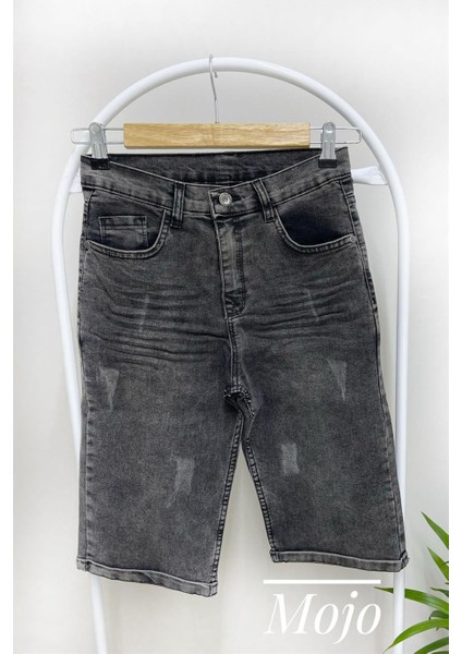 Mojo Erkek Çocuk Likralı Kot Şort LK853 Füme