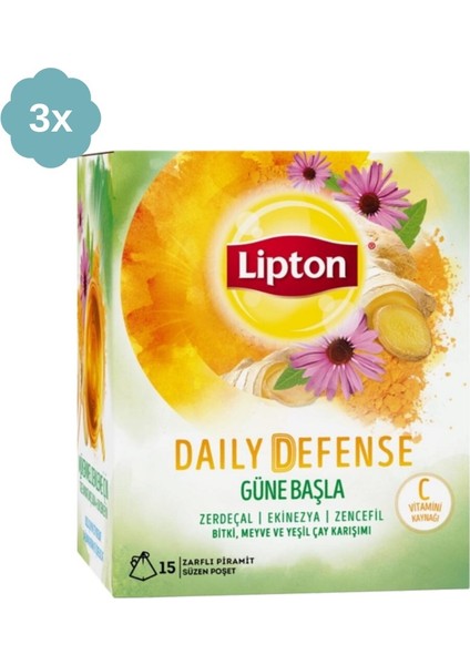 Daily Defense Güne Başla Bardak Poşet Çay 15'li x 3 Adet