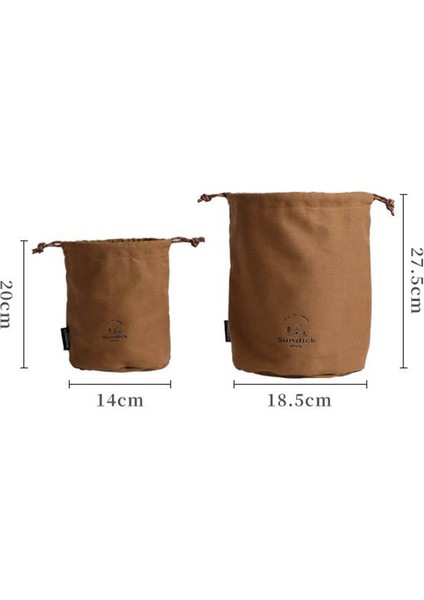 Iç Cepleri İle Drawstring Çantası Kamp Çantası Çantalar Yürüyüş Seyahat Kahverengi Küçük (Yurt Dışından)