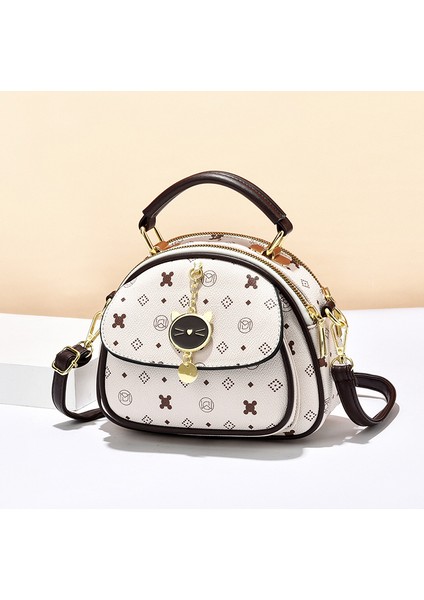 Küçük Yuvarlak Çanta Kadın Zincir Çanta Baskılı Tek Omuz Çapraz Çanta (Yurt Dışından)