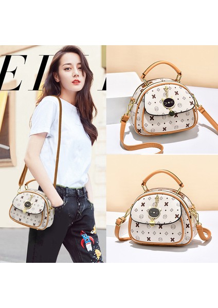 Küçük Yuvarlak Çanta Kadın Zincir Çanta Baskılı Tek Omuz Çapraz Çanta (Yurt Dışından) modelleri