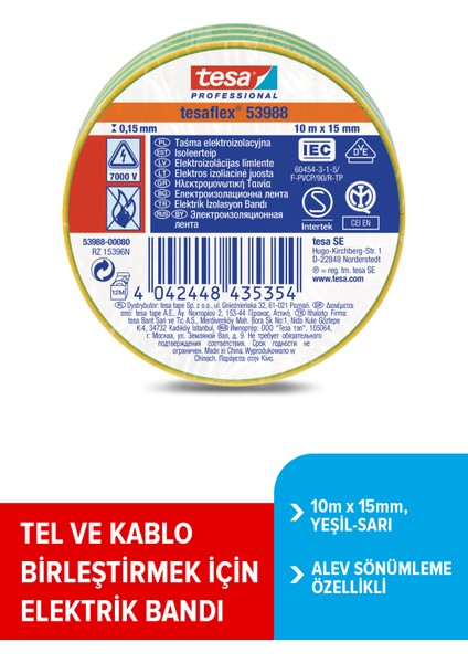 Elektrik Izolasyon Bandı Spvc, Yeşil-Sarı