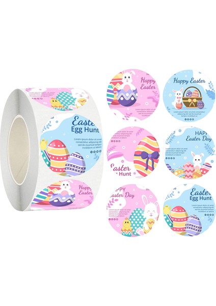 500x Mutlu Paskalya Tavşan Çıkartmaları Şimdiki Paket Sarma Stili Için Scrapbook A (Yurt Dışından)
