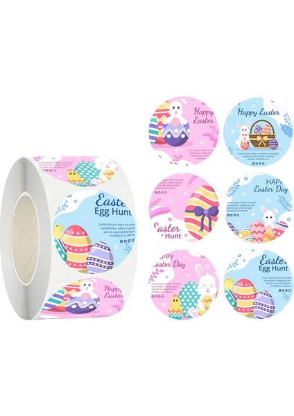 500x Mutlu Paskalya Tavşan Çıkartmaları Şimdiki Paket Sarma Stili Için Scrapbook A (Yurt Dışından)