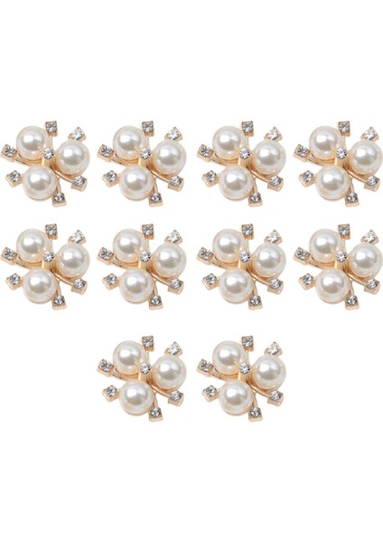 10pcs Flatback Rhinestone Boncuk Düğmesi Inci Düğmesi Rhinestone Ayakkabı Aureate (Yurt Dışından)