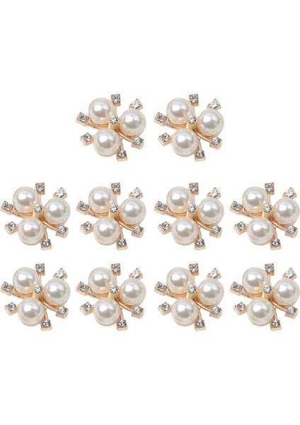 10pcs Flatback Rhinestone Boncuk Düğmesi Inci Düğmesi Rhinestone Ayakkabı Aureate (Yurt Dışından)
