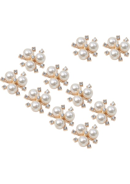10pcs Flatback Rhinestone Boncuk Düğmesi Inci Düğmesi Rhinestone Ayakkabı Aureate (Yurt Dışından)