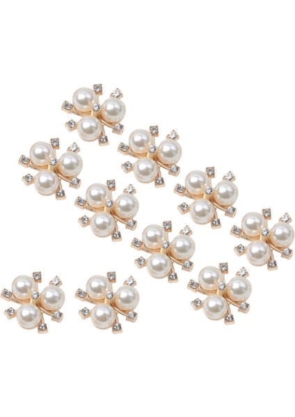 10pcs Flatback Rhinestone Boncuk Düğmesi Inci Düğmesi Rhinestone Ayakkabı Aureate (Yurt Dışından)