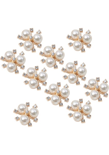 10pcs Flatback Rhinestone Boncuk Düğmesi Inci Düğmesi Rhinestone Ayakkabı Aureate (Yurt Dışından)