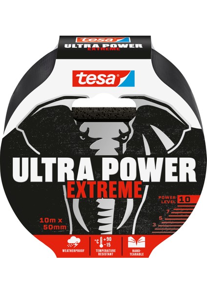 Ekstra Güçlü Duct Tamir Bandı, Ultra Power, 10M x 50MM, Siyah