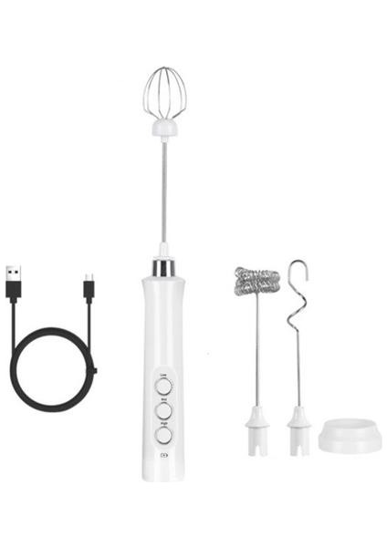 Elektrikli Süt Frother 3 In1 Mikser Blender 3 Bıyık İle El El Sanatları Usb Şarj Süt Köpük Yumurta Mikser Kahve, Latte, Cappuccino (Yurt Dışından)