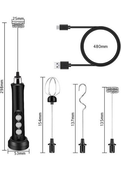 Elektrikli Süt Frother 3 In1 Mikser Blender 3 Bıyık İle El El Sanatları Usb Şarj Süt Köpük Yumurta Mikser Kahve, Latte, Cappuccino (Yurt Dışından)