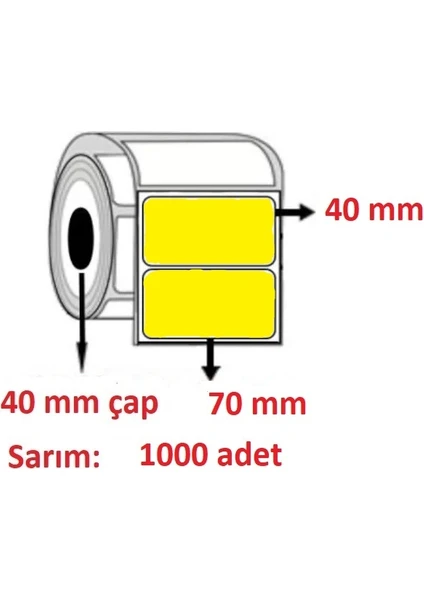 Özsaraç Etiket 40X70 Eco Termal Etiket Sarı ( 1000 Li )