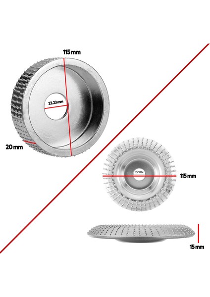 Rodex Ahşap Taşlama Törpüleme Oyma Eğe Diski Ahşap Kesici 115 mm Oval Çukurlu (2 Adet)