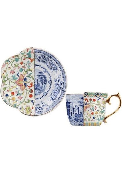 Ingiliz Tarzı Lüks Kahve Fincanı Ve Tabağı Altın Handel İle Set Seramik Cappuccino Öğleden Sonra Çay Bardağı Çay Kutusu İle Set | Kupa Ve Tabaklar (Yurt Dışından)