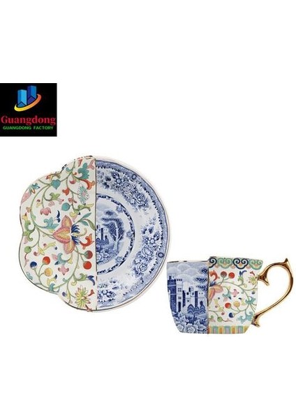 Ingiliz Tarzı Lüks Kahve Fincanı Ve Tabağı Altın Handel İle Set Seramik Cappuccino Öğleden Sonra Çay Bardağı Çay Kutusu İle Set | Kupa Ve Tabaklar (Yurt Dışından) modelleri