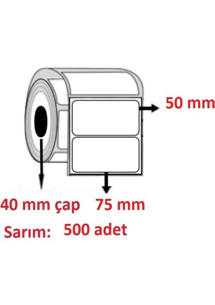 50X75 Eco Termal Etiket ( 500 Li )