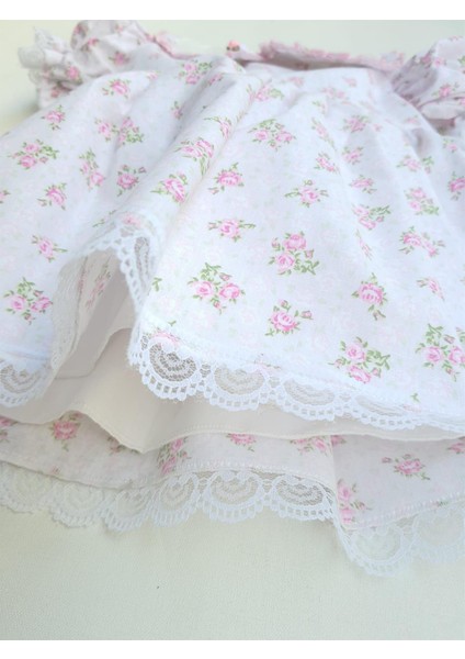 Pembe Çiçek Detaylı Bebe Yaka Elbise indirimleri