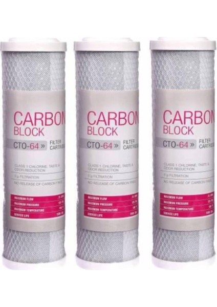 Su Arıtma Cihazı Filtresi 3lü Blok Karbon Filtre Seti