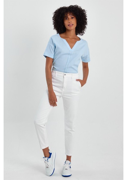 Kadın Norah Beyaz Renkli Beli Lastikli Jean Pantolon fiyatları