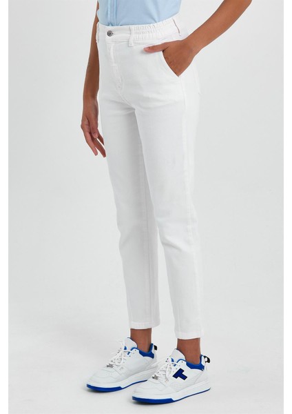 Kadın Norah Beyaz Renkli Beli Lastikli Jean Pantolon fırsatları