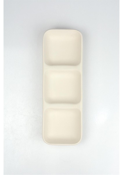 3 Bölmeli Mars Çerezlik Seramik Bisküvi (Ham Bisküvi Boyanabilir Obje)