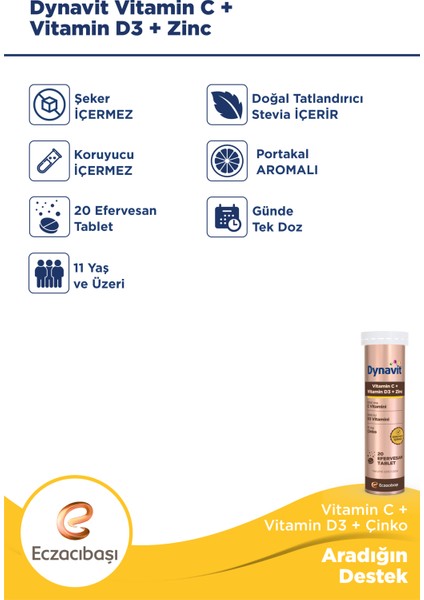 Vitamin C+D+Çinko - 20 Efervesan