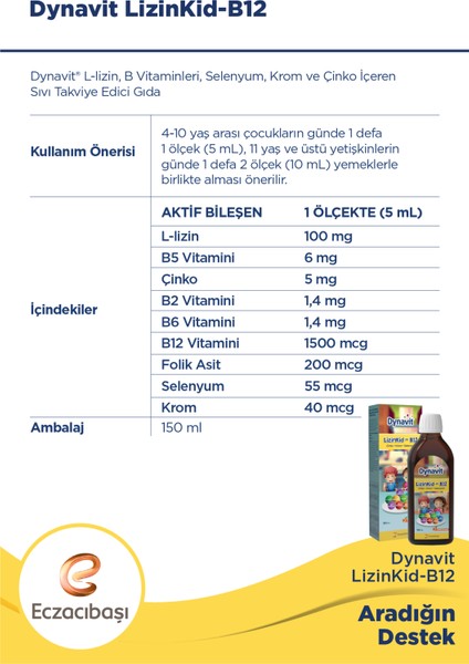 Dynavıt Lızınkıd-B12 - 150 Ml