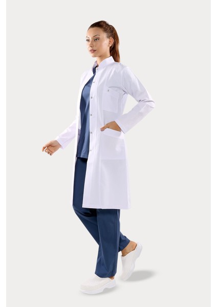Uzun Kol Beyaz Uzun Boy Hakim Yaka Doktor Hemşire Öğretmen Önlüğü Alpaka Kumaş