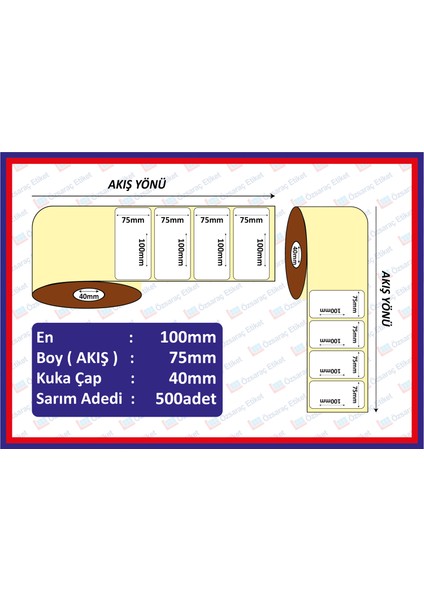 75X100 Eco Termal Etiket ( 500 Lü )