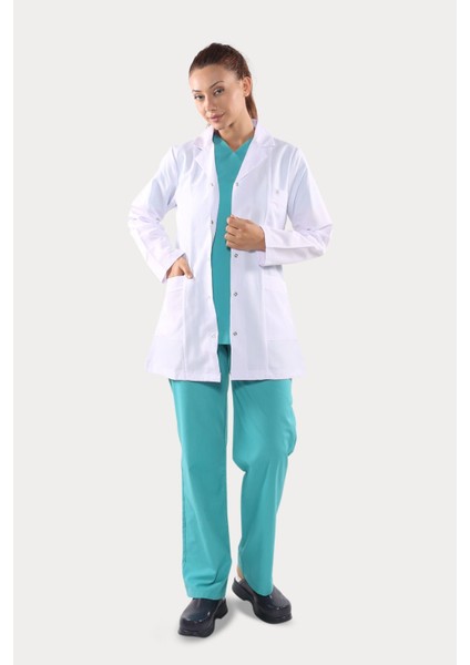 Uzun Kol Beyaz Kısa Boy Klasik Yaka Doktor Hemşire Öğretmen Önlüğü Alpaka Kumaş modelleri