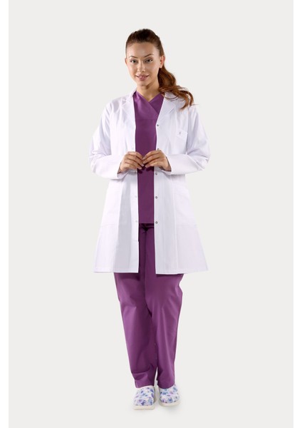 Uzun Kol Beyaz Orta Boy Klasik Yaka Doktor Hemşire Öğretmen Önlüğü Alpaka Kumaş modelleri