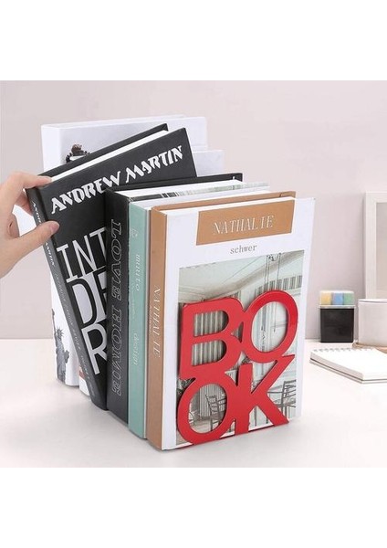 Three Beans 2 Adet, Metal , Kitap Biter Mektup Desenli Kitap Raflar Için Bitiş Sonu Ofis Dekoratif, Nonskid Kitaplar Için Kitap Durdurucu | (Yurt Dışından)