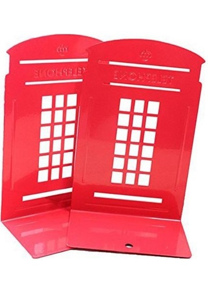 1 Çift Londra Telefon Kulübesi Tasarım Anti Skid Kitap Raf Tutucu Kırtasiye (Kırmızı) | Bookendends (Yurt Dışından)