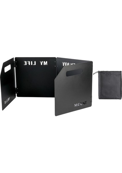 Kamp Fırını Ön Cam Rüzgar Koruyucusu W/ Barbekü Için Taşıma Çantası Kamp 4 Tabak Siyah (Yurt Dışından)