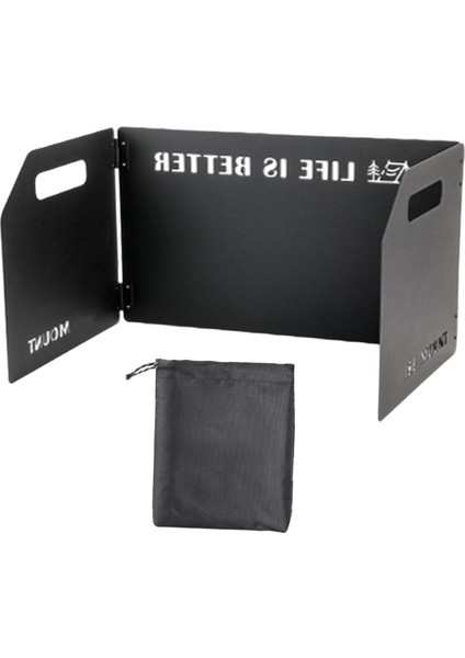 Kamp Fırını Ön Cam Rüzgar Koruyucusu W/ Barbekü Için Taşıma Çantası 3 Tabak Siyah (Yurt Dışından)