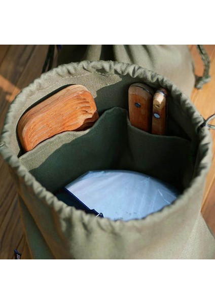 Tuval Drawstring Çanta Tencere Taşıyıcı Ağır Hizmet Tipi Pişirme Kaplaması Organizatör Yeşil Küçük (Yurt Dışından) indirimleri