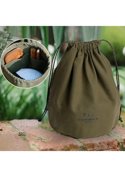 Canvas Drawstring Çantası, Tencere Taşıyıcı Dayanıklı Tencere Organizatörü Yeşil Büyük Kamp (Yurt Dışından)
