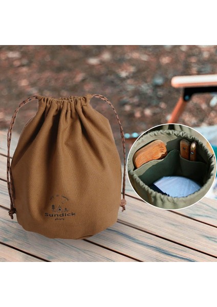 Canvas Drawstring Çantası, Tencere Taşıyıcı Dayanıklı Tencere Organizatörü Kamp Kahverengi Büyük (Yurt Dışından) modelleri