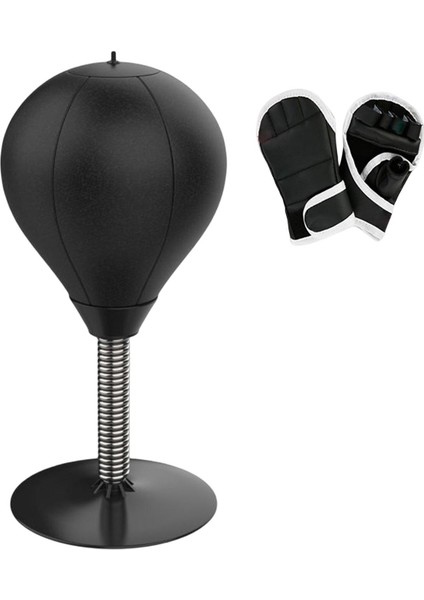 Pu Boks Balo Masaüstü Dökme Çantası Çocuklar Için Yetişkinler Spor Mma Hız Topu Siyah ve Eldivenler (Yurt Dışından) modelleri