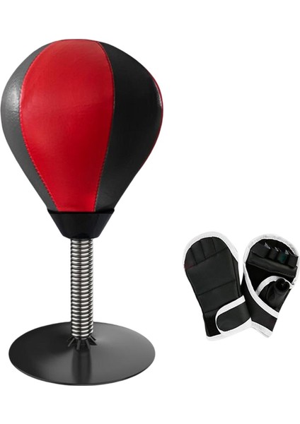 Pu Boks Balo Masaüstü Dövme Çantası Çocuklar Için Yetişkinler Spor Mma Hız Topu Kırmızı Siyah ve Eldivenler (Yurt Dışından) fiyatları