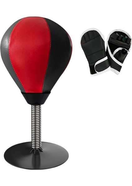 Pu Boks Balo Masaüstü Dövme Çantası Çocuklar Için Yetişkinler Spor Mma Hız Topu Kırmızı Siyah ve Eldivenler (Yurt Dışından) fırsatları