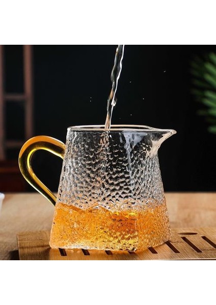 Isıya Dayanıklı Çekiç Doku Cam Çay Sürahisi Yaratıcı Kare Alt Çay Kupası Süt Cam Sürahi Cezve Saç Su Sürahi | Sürahi (Sarı) (Yurt Dışından)